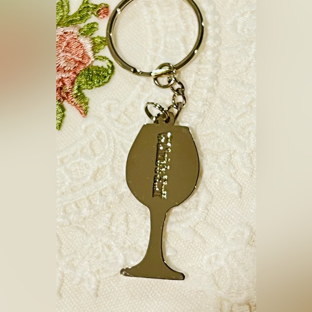 Green Rhinestone Wine Glass Keychain - - Picture 4 of 4